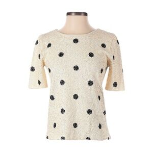 J.Crew XS Ivory Sequin Polka Dot Top Holiday Party Style 28614 HO12 Scoop Neck